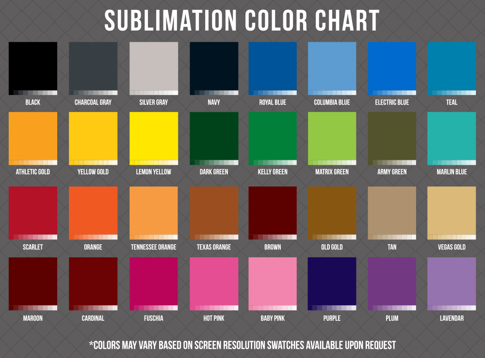 Printable Sublimation Color Chart Printable Templates